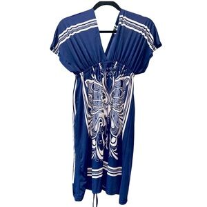 CristinaLove Navy & White Printed Dress | Size M